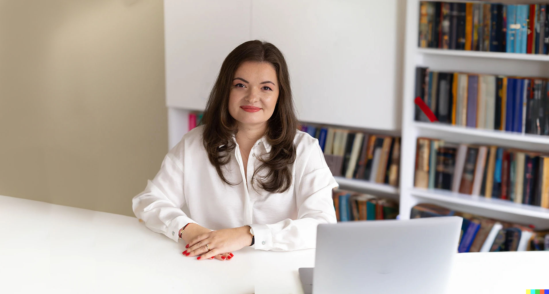 Laura Crăciun, psihoterapeut, în cabinetul luminos din București